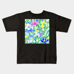 Preppy wild flowers seamless pattern Kids T-Shirt